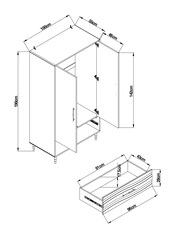 Grey Adelaide Oak Effect Double, 1 Drawer Wardrobe - Image 6 of 12
