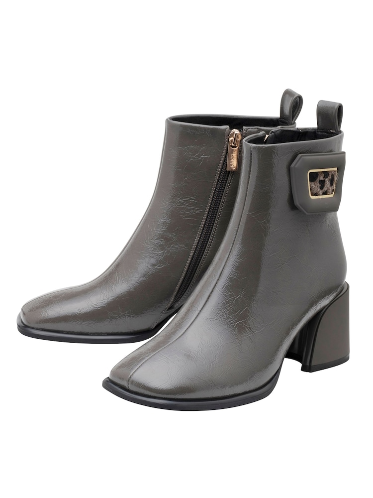 Lotus Grey Patent Heeled Ankle Boots - Image 2 of 4 Lotus Grey Patent Heeled Ankle Boots - Image 2 of 4
