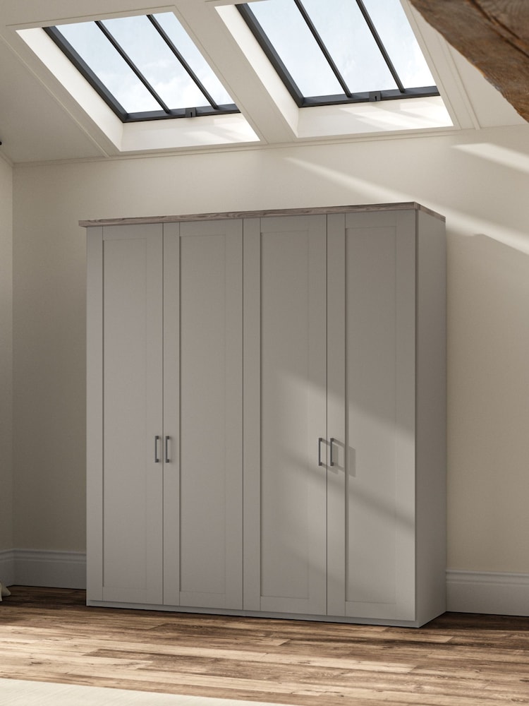 Wiemann Pebble Grey Truro 4 Door Wood Semi Fitted Wardrobe - Image 1 of 4