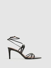Reiss Black Georgina Leather Strappy Heels - Image 1 of 5