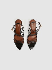 Reiss Black Georgina Leather Strappy Heels - Image 3 of 5