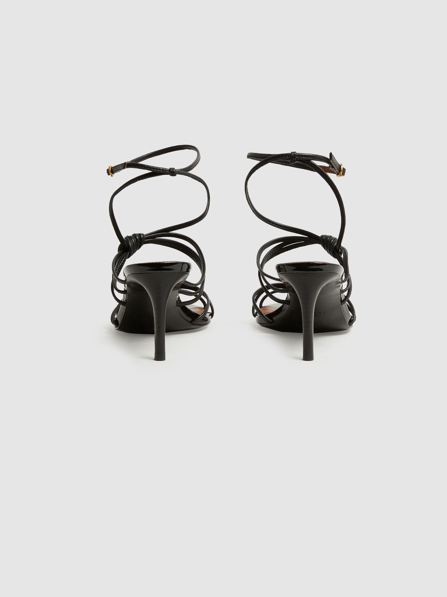 Reiss Black Georgina Leather Strappy Heels - Image 4 of 5
