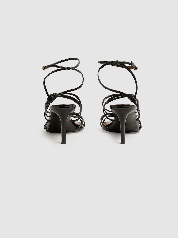 Reiss Black Georgina Leather Strappy Heels - Image 4 of 5