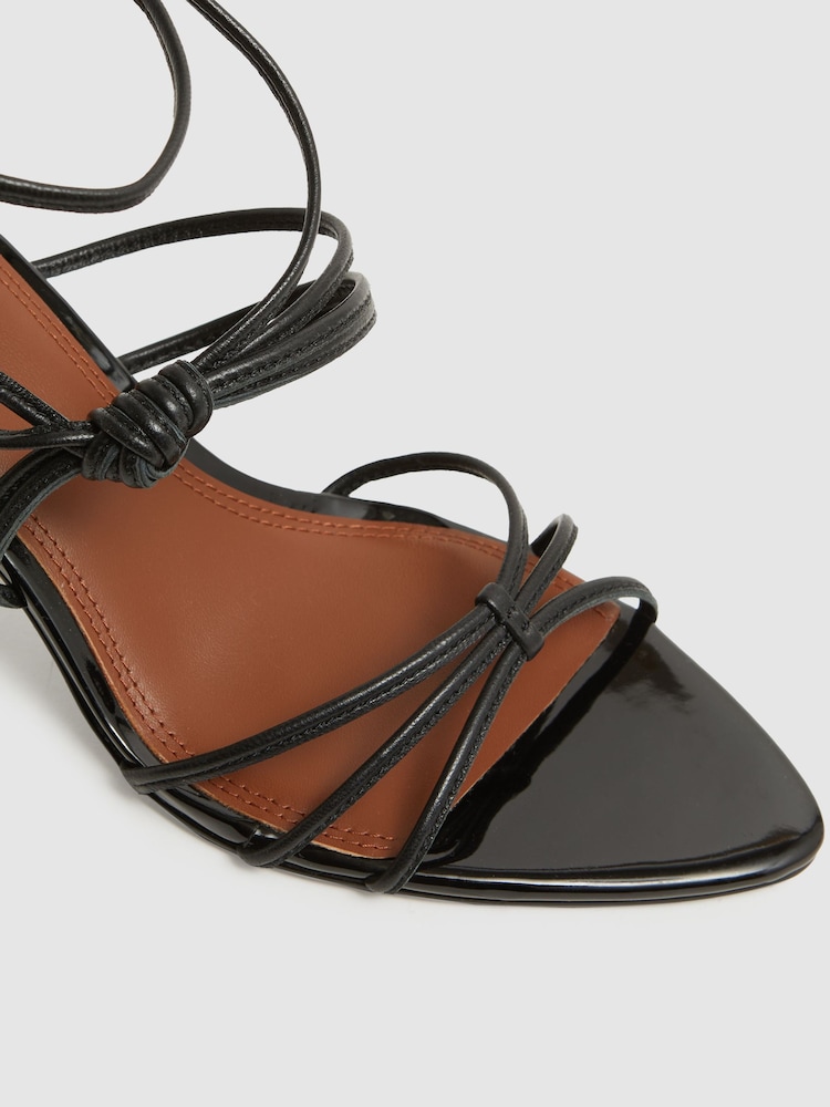 Reiss Black Georgina Leather Strappy Heels - Image 5 of 5