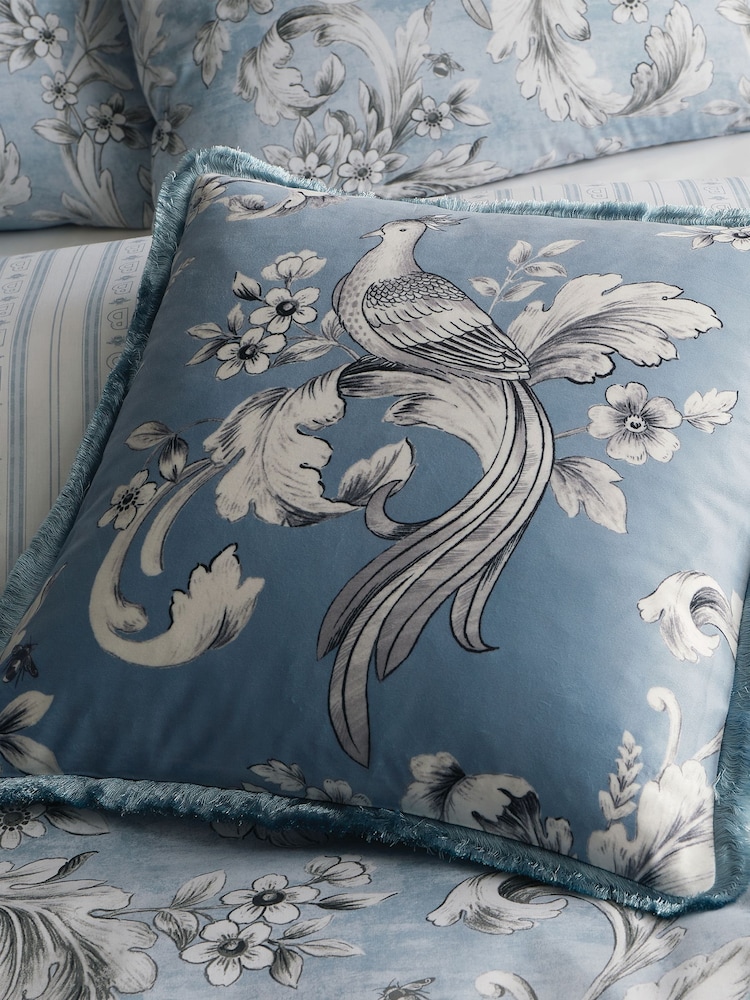 Bridgerton by Catherine Lansfield Blue Regal Floral Soft To Touch Cushion - Image 2 of 6