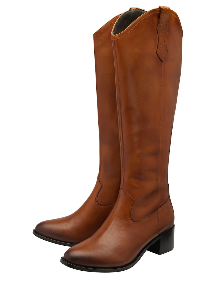 Ravel Brown Leather Knee High Boots - Image 2 of 4