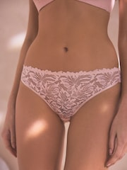 Light Pink High Leg Comfort Lace Knickers - Image 1 of 6