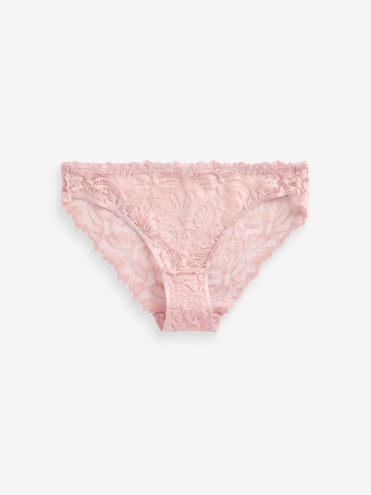 Light Pink High Leg Comfort Lace Knickers - Image 6 of 6