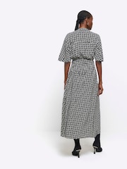 Schwarz - River Island Bedrucktes Hemdkleid mit Gürtel und Knopfleiste - Bild 2 von 6