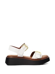 Dune London White Loells Buckle Flatform Sandals - Image 4 of 7