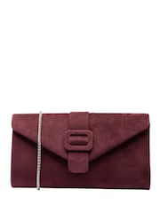 Lotus Red Clutch Bag With Chain - Image 1 of 4