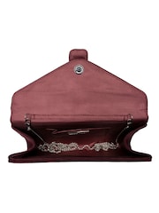 Lotus Red Clutch Bag With Chain - Image 4 of 4