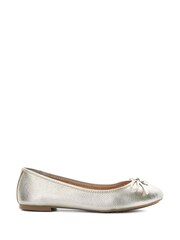 Dune London Gold Standard Fit Hallo Charm Trim Leather Ballet Shoes - Image 2 of 5