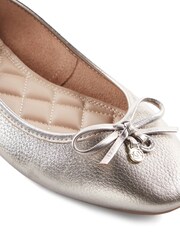 Dune London Gold Standard Fit Hallo Charm Trim Leather Ballet Shoes - Image 5 of 5