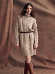 Barbour® Beige Woodland Cable Knitted Dress - Image 1 of 10