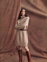 Barbour® Beige Woodland Cable Knitted Dress - Image 2 of 10
