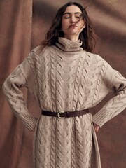 Barbour® Beige Woodland Cable Knitted Dress - Image 3 of 10