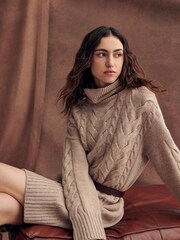 Barbour® Beige Woodland Cable Knitted Dress - Image 6 of 10