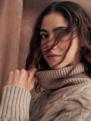 Barbour® Beige Woodland Cable Knitted Dress - Image 7 of 10