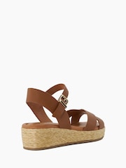 Dune London Brown Standard Fit Linnie Cross-Strap Flatform Sandals - Image 6 of 7