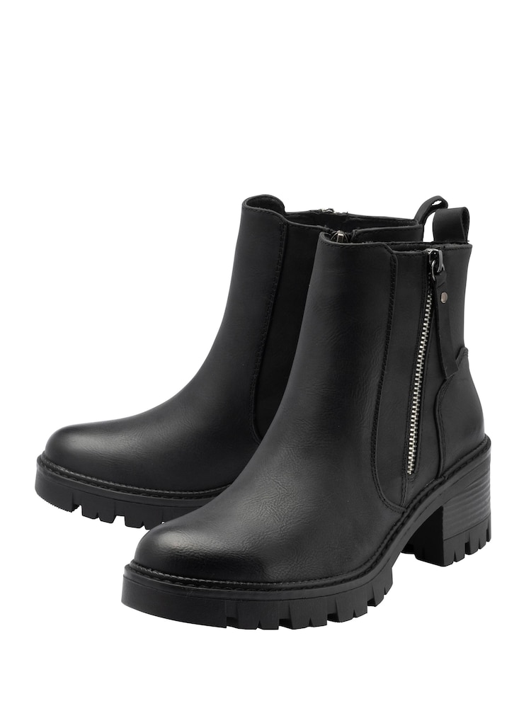 Lotus Black Heeled Ankle Boots - Image 2 of 4 Lotus Black Heeled Ankle Boots - Image 2 of 4