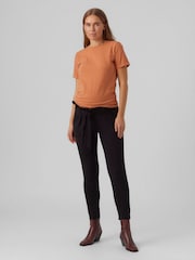 VERO MODA Black Maternity Over The Bump Paperbag Waist Stretch Trousers - Image 1 of 5