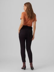 VERO MODA Black Maternity Over The Bump Paperbag Waist Stretch Trousers - Image 2 of 5
