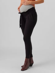 VERO MODA Black Maternity Over The Bump Paperbag Waist Stretch Trousers - Image 3 of 5