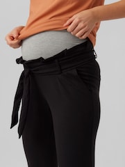 VERO MODA Black Maternity Over The Bump Paperbag Waist Stretch Trousers - Image 4 of 5