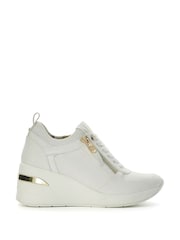 Dune London White Eilin Zip Detail Wedge Trainers - Image 3 of 6