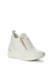Dune London White Eilin Zip Detail Wedge Trainers - Image 4 of 6