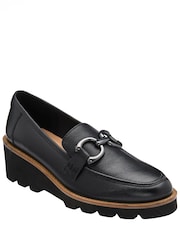 Lotus Black Leather Wedge Loafers - Image 1 of 4
