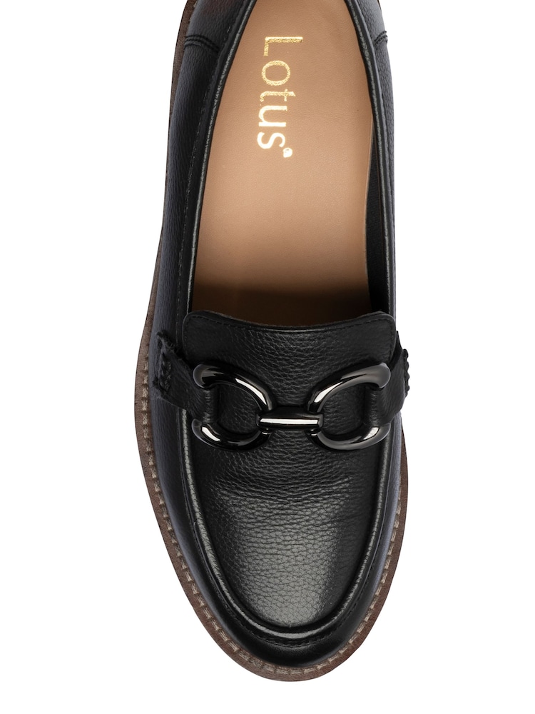 Lotus Black Leather Wedge Loafers - Image 4 of 4 Lotus Black Leather Wedge Loafers - Image 4 of 4