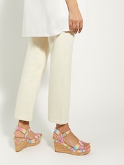 Dune London Pink Standard Fit Braided Upper High Wedge Heel Kelisa Sandals - Image 1 of 6
