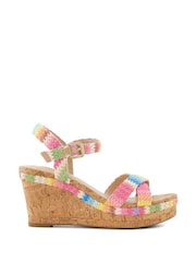 Dune London Pink Standard Fit Braided Upper High Wedge Heel Kelisa Sandals - Image 3 of 6