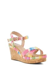 Dune London Pink Standard Fit Braided Upper High Wedge Heel Kelisa Sandals - Image 4 of 6