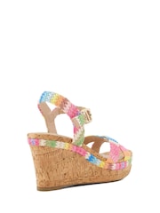 Dune London Pink Standard Fit Braided Upper High Wedge Heel Kelisa Sandals - Image 5 of 6