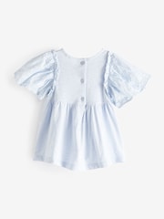 Blue Flower Short Sleeve Embroidered Blouse (3mths-7yrs) - Image 2 of 4