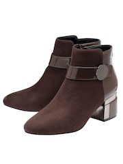 Lotus Brown Heeled Ankle Boots - Image 2 of 4
