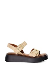 Dune London Natural Chrome Loells Buckle Flatform Sandals - Image 3 of 6
