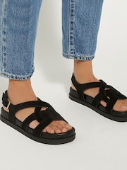 Dune London Black Loupin Cut-Out Footbed Sandals - Image 1 of 7