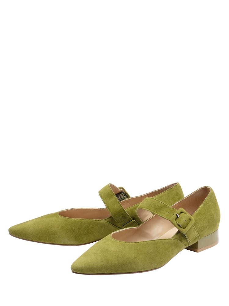 Lotus Olive Green Suede Mary-Jane Shoes - Image 2 of 4 Lotus Olive Green Suede Mary-Jane Shoes - Image 2 of 4