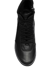 Lotus Black Leather Wedge Ankle Boots - Image 4 of 4
