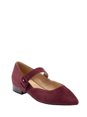 Lotus Red Suede Mary-Jane Shoes - Image 1 of 4