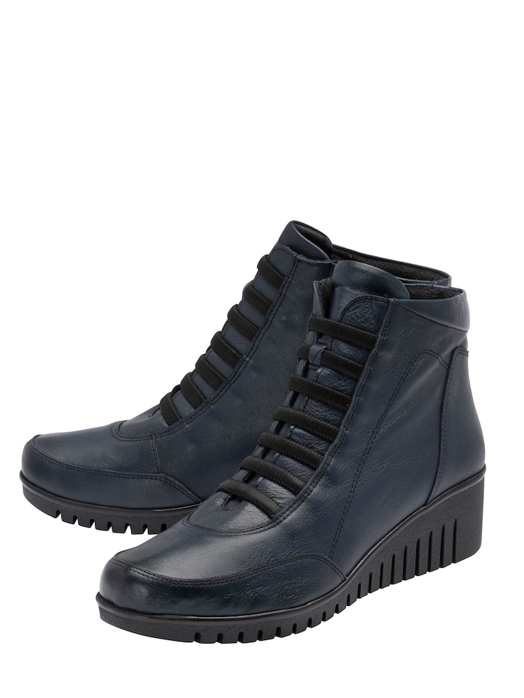 Lotus Blue Leather Wedge Ankle Boots - Image 2 of 4 Lotus Blue Leather Wedge Ankle Boots - Image 2 of 4