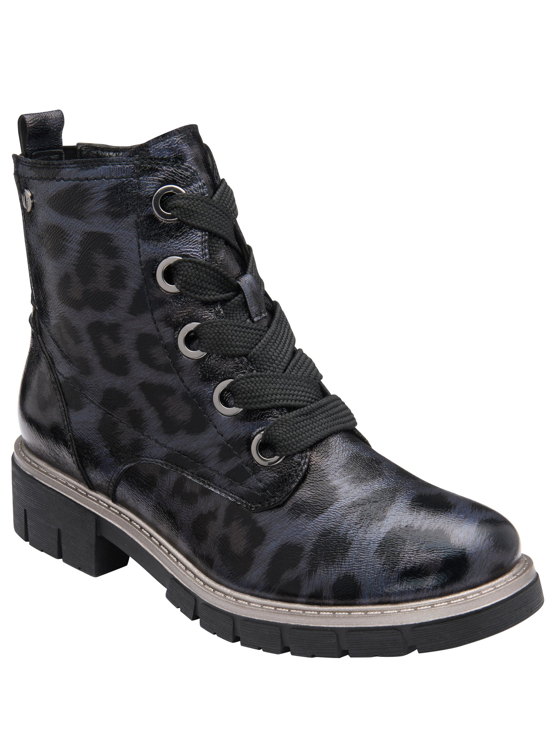 Lotus Women's Navy Leopard-Print 'Jojo' Ankle Boots Size 4 - Image 1