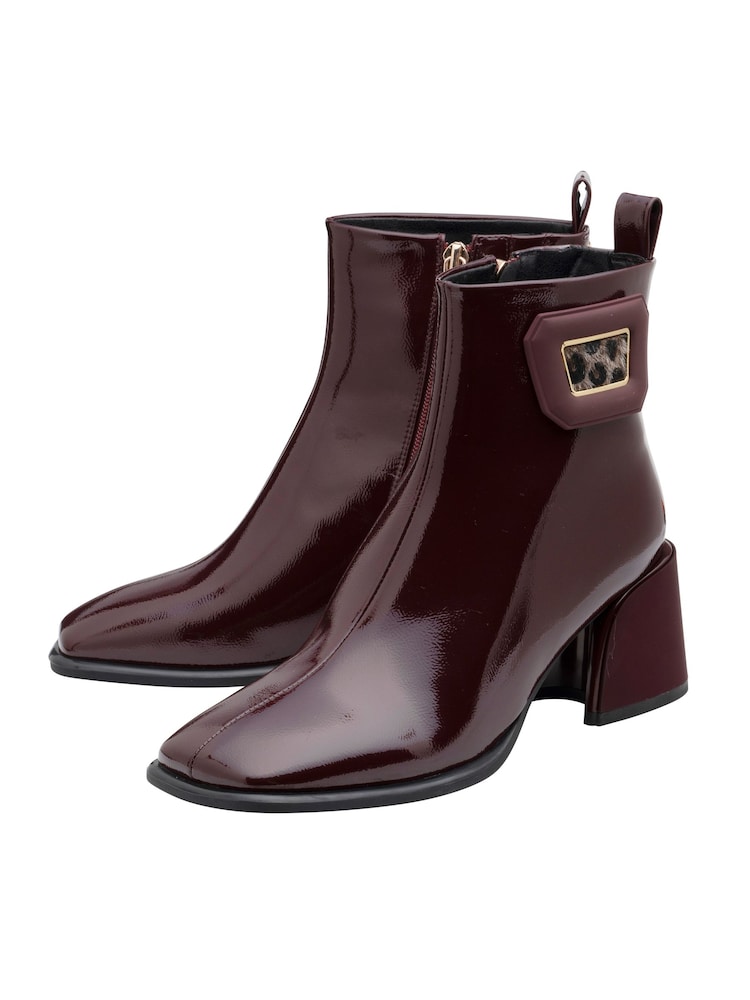 Lotus Red Patent Heeled Ankle Boots - Image 2 of 4 Lotus Red Patent Heeled Ankle Boots - Image 2 of 4