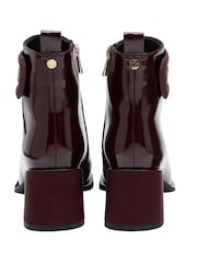 Lotus Red Patent Heeled Ankle Boots - Image 3 of 4