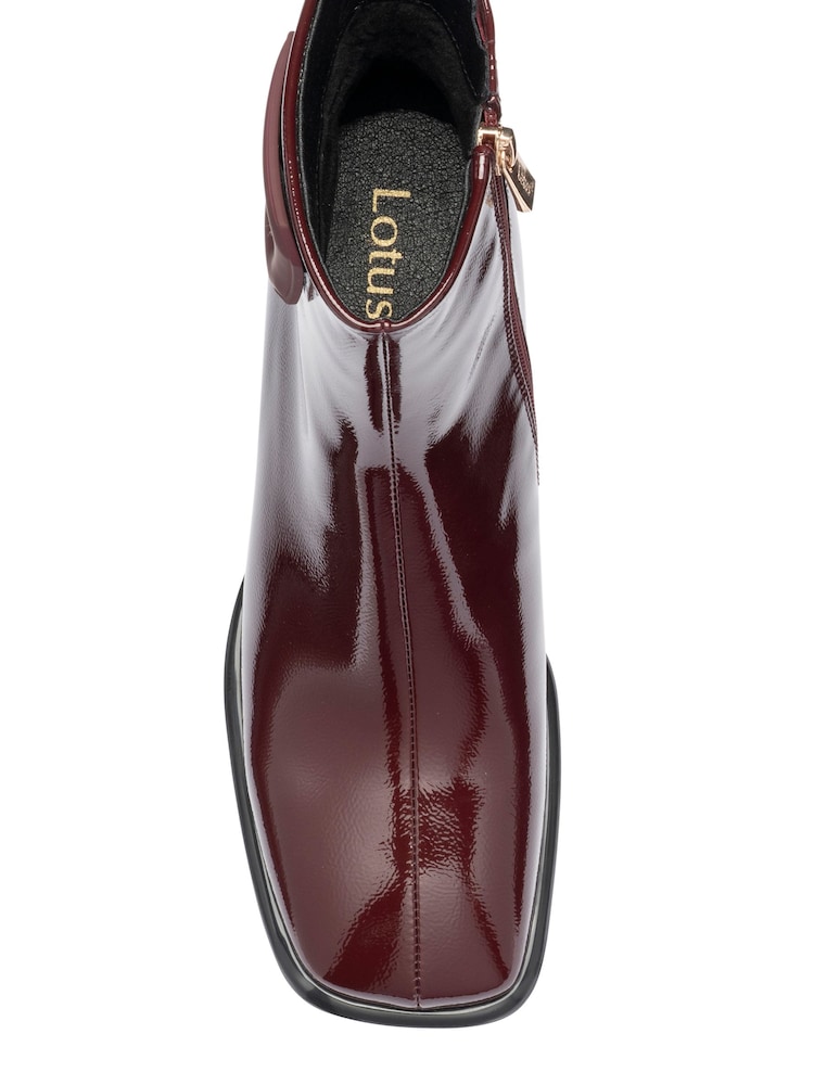 Lotus Red Patent Heeled Ankle Boots - Image 4 of 4 Lotus Red Patent Heeled Ankle Boots - Image 4 of 4