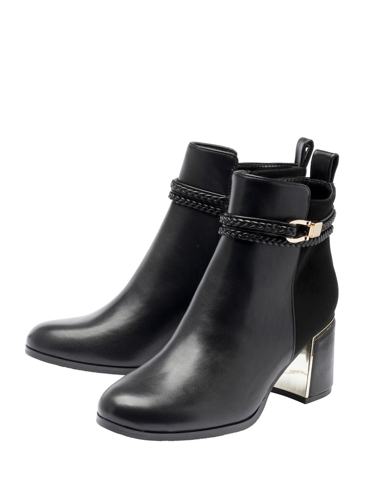 Lotus Black Heeled Ankle Boots - Image 2 of 4 Lotus Black Heeled Ankle Boots - Image 2 of 4